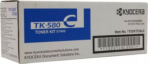 Тонер-картридж Kyocera TK-580C (голубой) Kyocera FS-C5150DN, ECOSYS P6021cdn (2800 стр.)